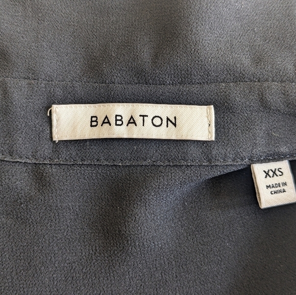 BABATON BLACK FAUX-WRAP LONG SLEEVE GAUZY BLOUSE SIZE XXS - Picture 7 of 10